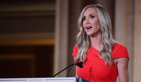 Lara Trump, daughter-in-law and campaign advisor for U.S. President Donald Trump, pre-records her address to the Republican National Convention from inside an empty Mellon Auditorium on Aug. 26, 2020, in Washington, D.C.