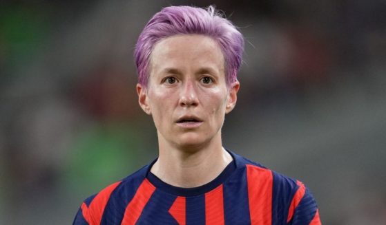 Megan Rapinoe looks on during the U.S. women's soccer team's Summer Series game against Nigeria at Q2 Stadium in Austin, Texas, on Wednesday.