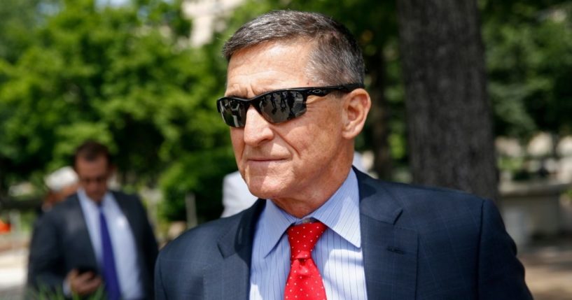 Michael Flynn, then-President Donald Trump's former national security advisor, departs a federal courthouse after a hearing on June 24, 2019, in Washington, D.C.