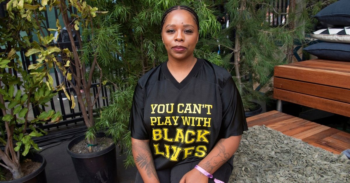 Patrisse Cullors poses for a photo on day three of Summit LA18 in Los Angeles on Nov. 4, 2018.
