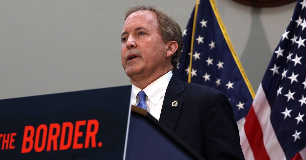 Texas Attorney General Ken Paxton speaks at a news conference in the Hart Senate Office Building on May 12, 2021, in Washington, D.C.