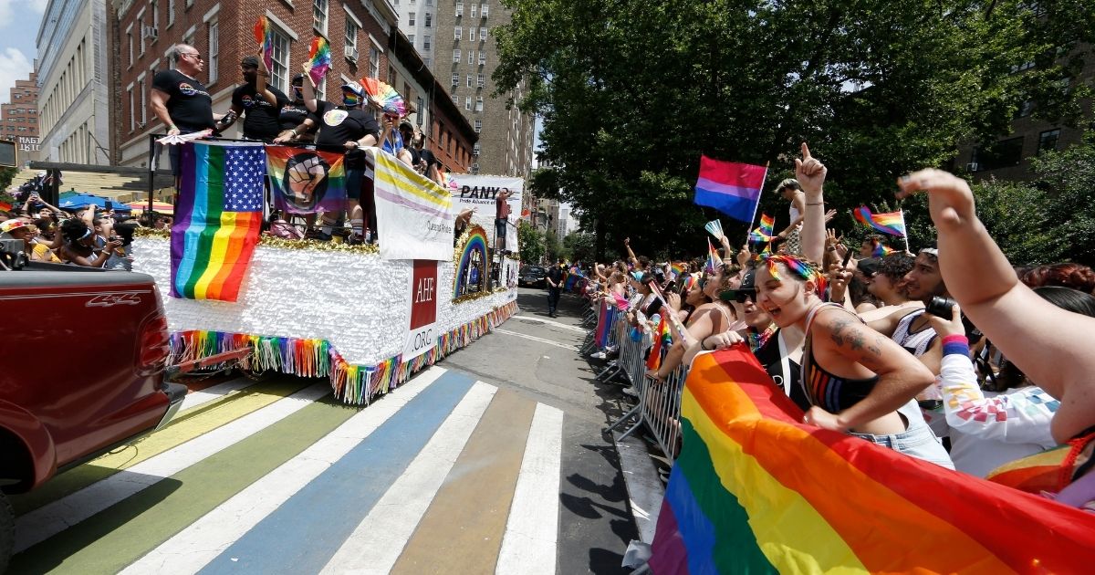 Parade participants celebrate New York City Pride on Sunday in New York City.
