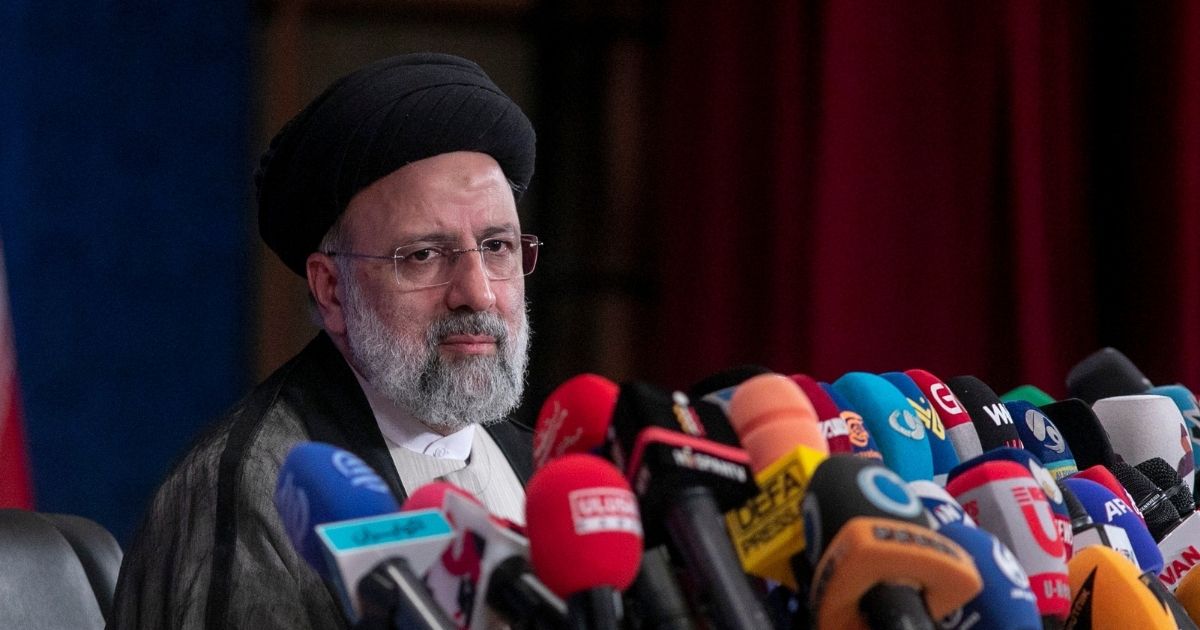 Iranian President-Elect Ebrahim Raisi holds a news conference at Shahid Beheshti conference hall on Monday in Tehran, Iran.