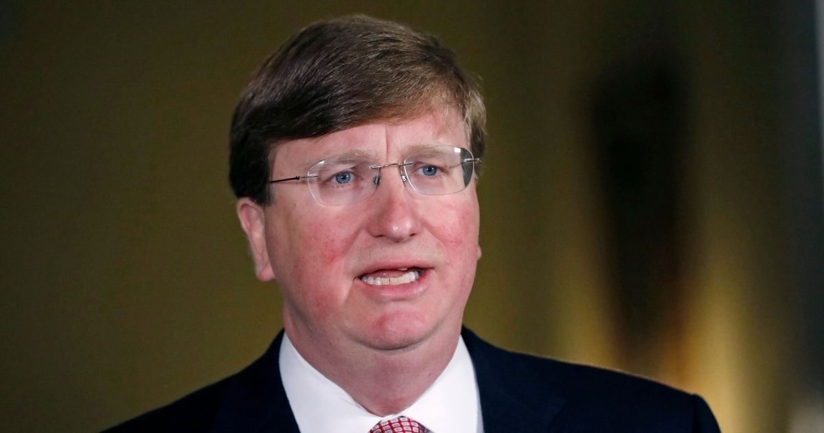 Mississippi Republican Gov. Tate Reeves delivers a televised address prior to signing a bill retiring the last state flag in the United States with the Confederate battle emblem, at the Governor's Mansion June 30, 2020, in Jackson, Mississippi.