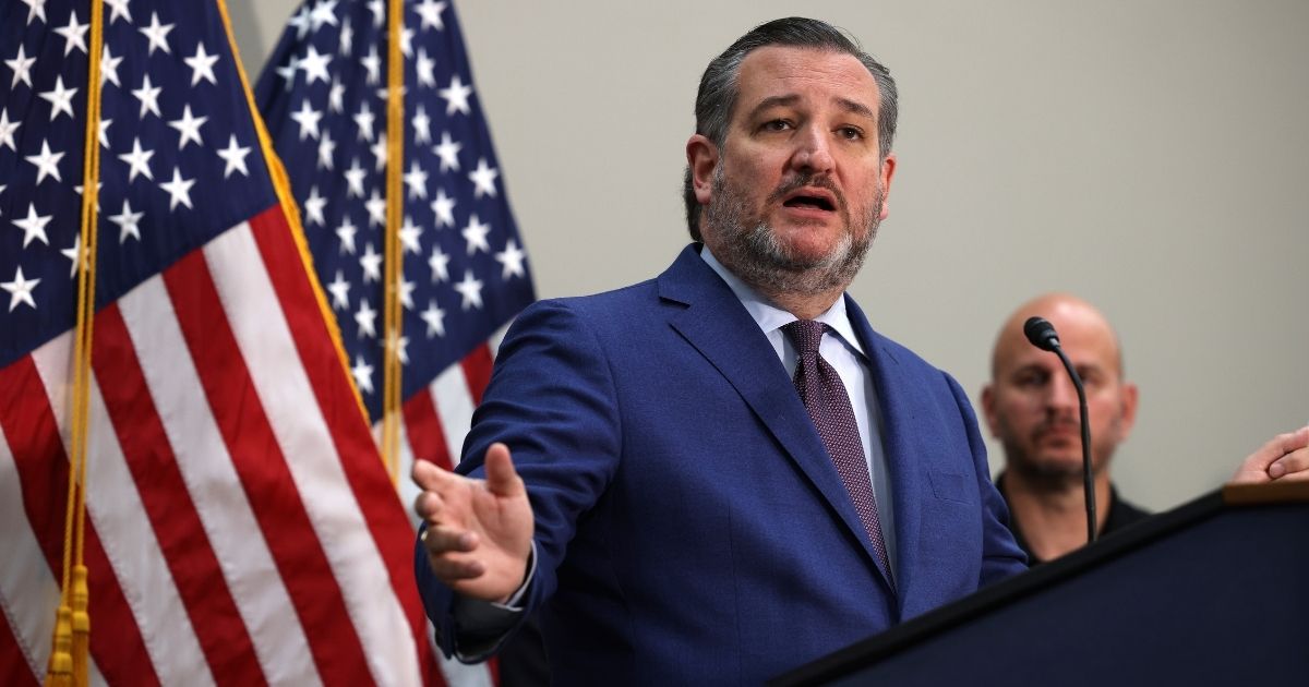 Sen. Ted Cruz speaks during a news conference in the Hart Senate Office Building on May 12, 2021, in Washington, D.C.