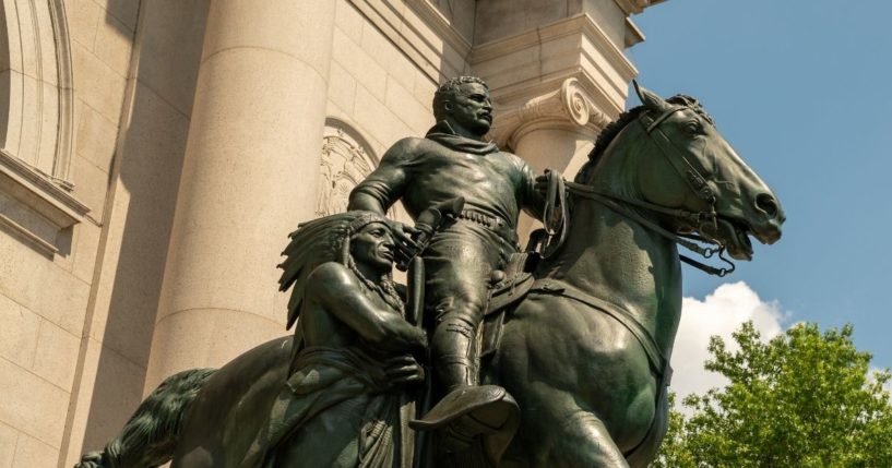 The Equestrian Statue of Theodore Roosevelt is pictured on June 28, 2020, in New York City.