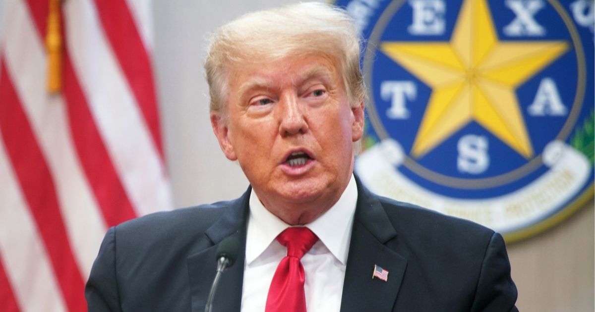 Former President Donald Trump speaks during a border security briefing at the Texas Department of Public Safety Weslaco Regional Office on Wednesday.