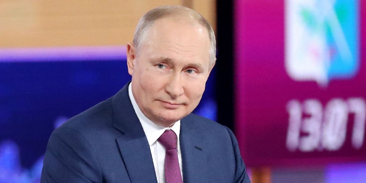 Russian President Vladimir Putin attends an annual televised phone-in with "Direct Line with Vladimir Putin" in Moscow on Wednesday.