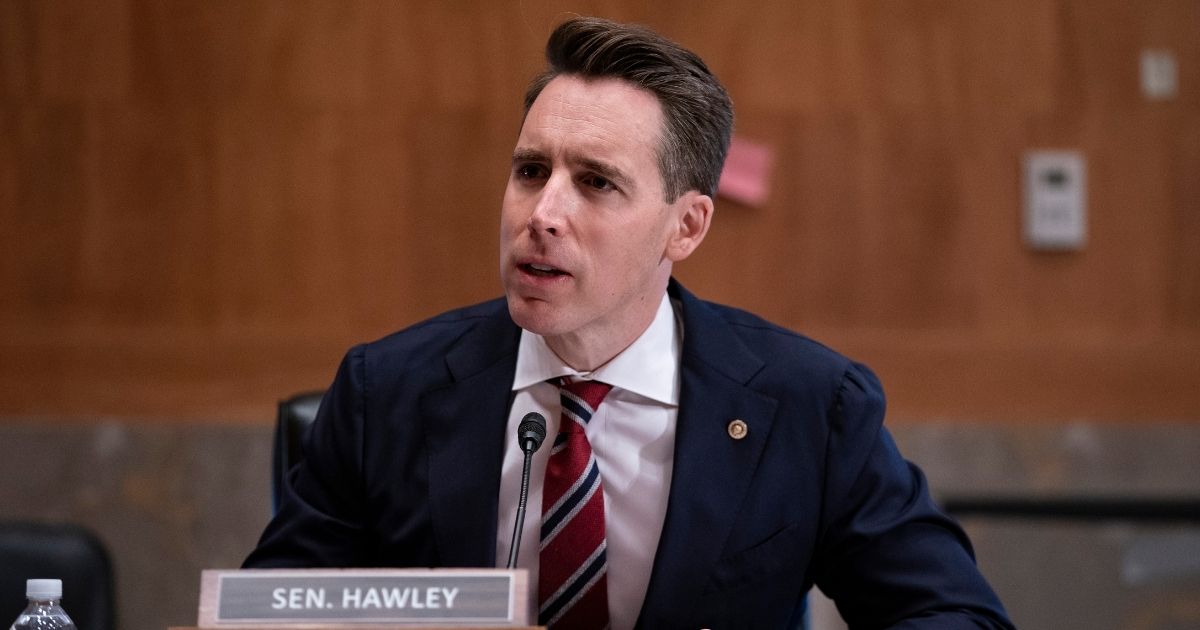 Republican Sen. Josh Hawley of Missouri speaks during a Senate Homeland Security and Governmental Affairs Committee hearing on May 11, 2021, on Capitol Hill in Washington, D.C.