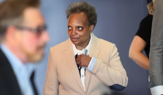 Chicago Democratic Mayor Lori Lightfoot greets guests at an event held to celebrate Pride Month at the Center on Halstead on June 7, 2021, in Chicago.