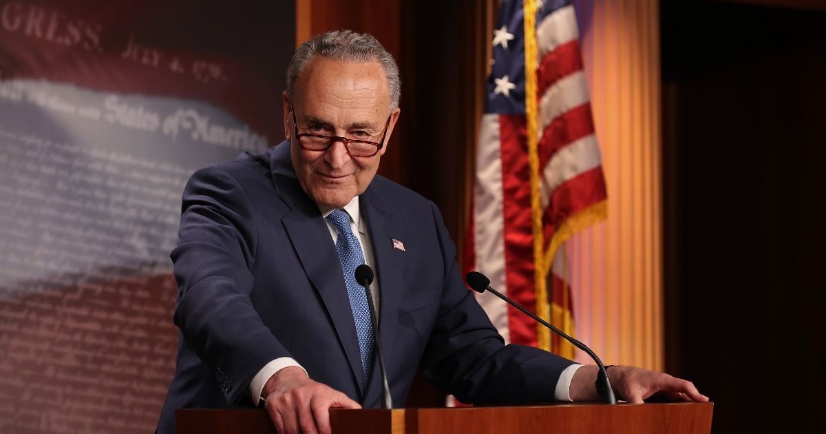 Senate Majority Leader Chuck Schumer, pictured at a Friday news conference in Washington.