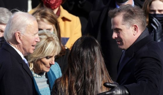 President Joe Biden and his son, Hunter, are pictured with family members on Inauguration Day in Washington.