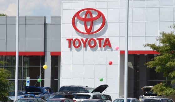 The exterior of a Toyota dealership in Raleigh, North Carolina.