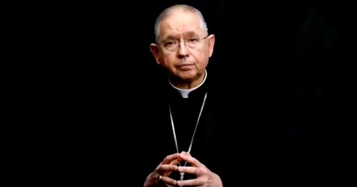 In this image taken from video, Archbishop José Gomez of Los Angeles, president of the U.S. Conference of Catholic Bishops, addresses the body's virtual assembly on Wednesday.