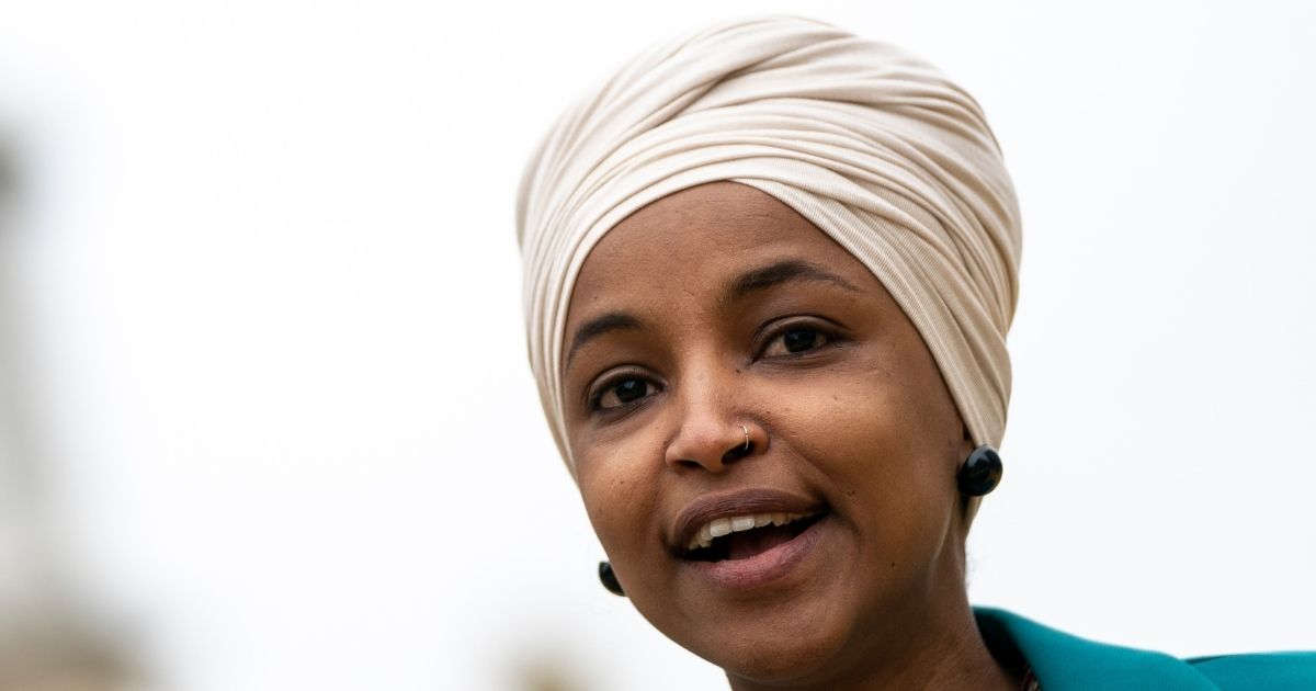 Minnesota Democratic Rep. Ilhan Omar speaks during a news conference at Black Lives Matter Plaza on April 9 in Washington, D.C.