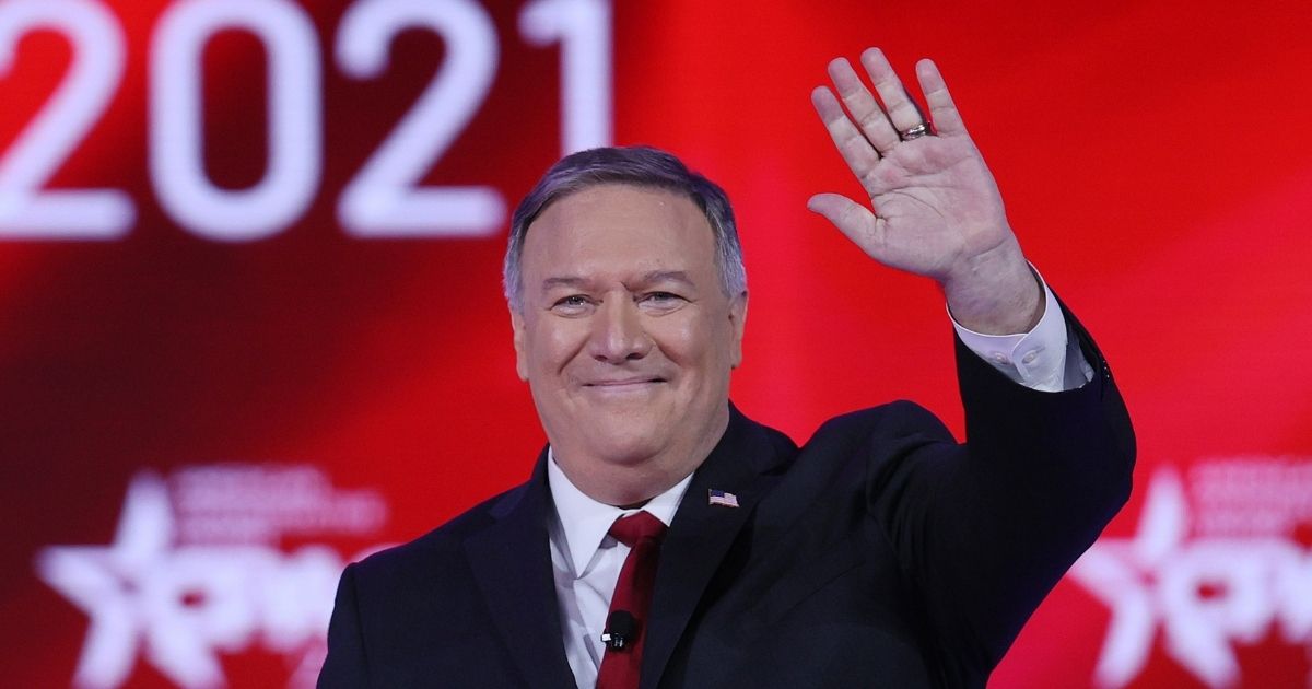 Former U.S. Secretary of State Mike Pompeo addresses the Conservative Political Action Conference held in the Hyatt Regency on Feb. 27, 2021, in Orlando, Florida.