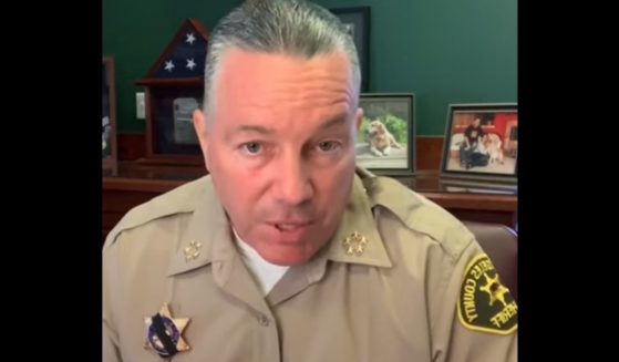 Sheriff Alex Villanueva of the Los Angeles County speaks during a livestream Tuesday.