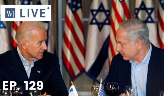 Then-Vice President Joe Biden, left, sits with then-Israeli Prime Minister Benjamin Netanyahu on March 9, 2010, in Jerusalem, Israel.