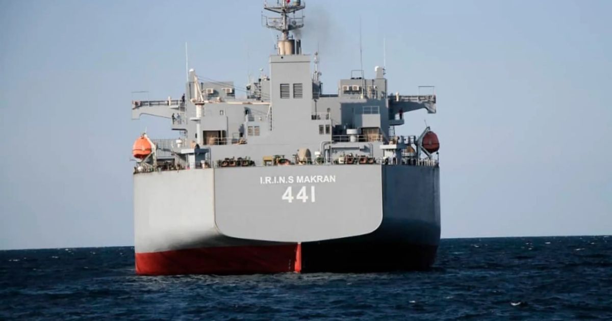 An Iranian warship is seen on the Atlantic Ocean. Republican Sen. Marco Rubio of Florida urged President Joe Biden to deal with Iran's military vessels.