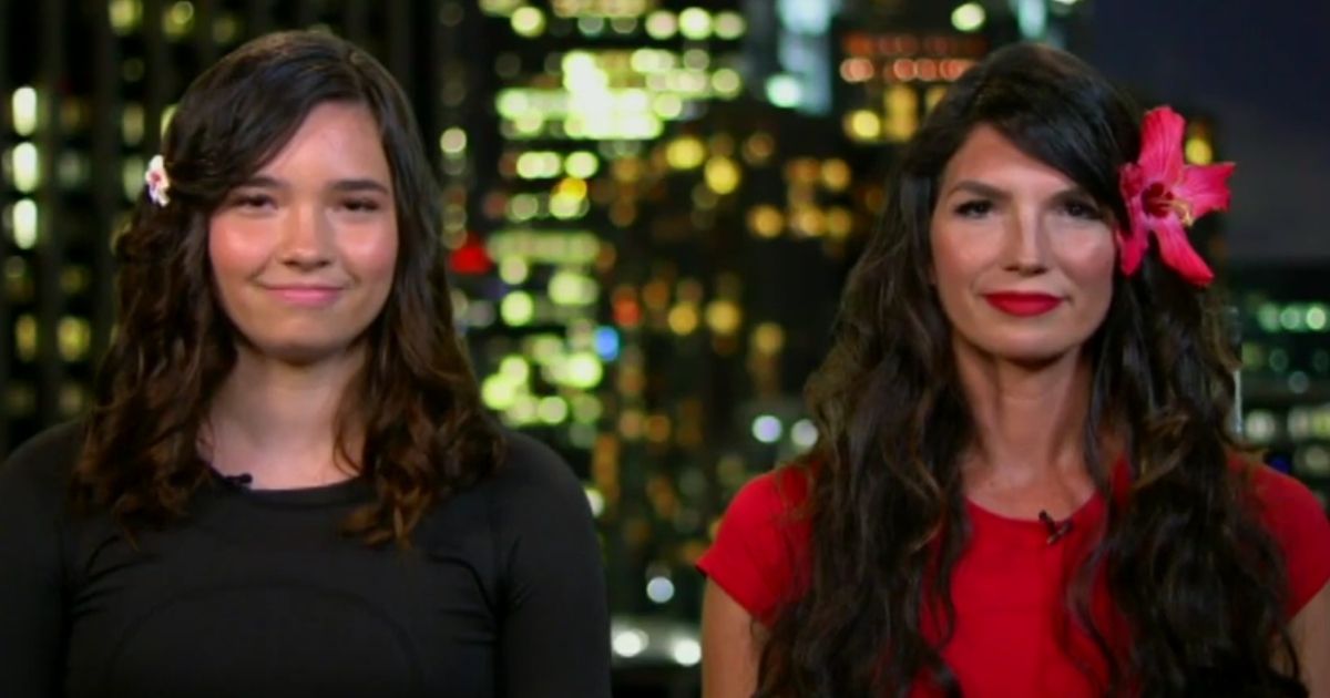 Cynthia Monteleone, right, and her daughter Margaret appear on Fox News' "Tucker Carlson Tonight" to talk about their experiences with transgender athletes in women's sports.