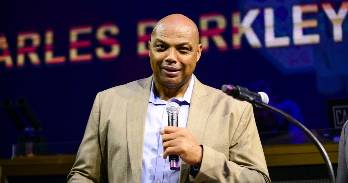 Charles Barkley speaks to guests during the Julius Erving Red Carpet and Pairings Party at Premier Night Club at the Borgata Hotel Casino & Spa in Atlantic City, New Jersey, on Sept. 8, 2019.