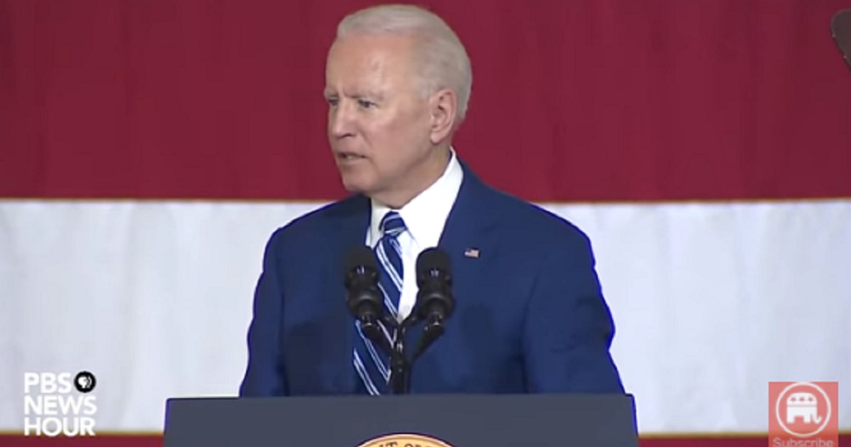 President Joe Biden speaks Friday to military personnel at Joint Base Langley-Eusis in Hampton, Virginia.