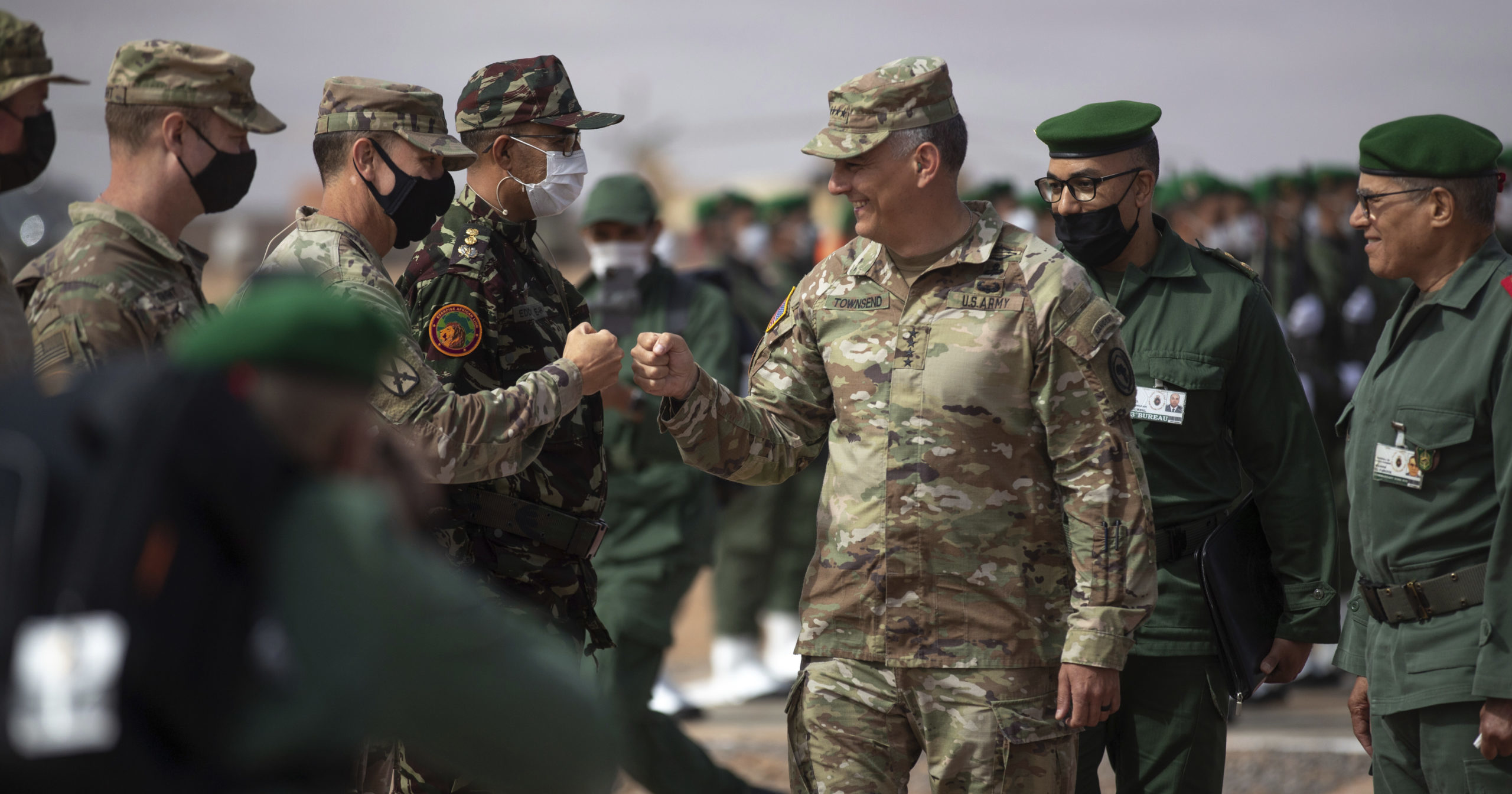 Gen. Stephen J. Townsend, head of U.S. Africa Command, arrives to watch a large-scale drill as part of the African Lion military exercises in Tantan, Morocco, on Friday.