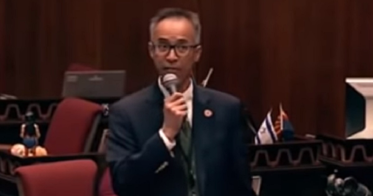 Arizona state Rep. Quang Nguyen delivers a moving speech last week on the House floor in Phoenix.