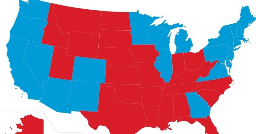 The 2020 election map is seen above.