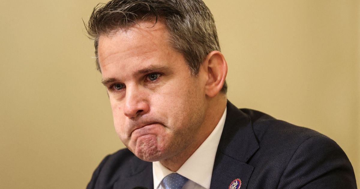 Republican Rep. Adam Kinzinger of Illinois becomes emotional as he questions witnesses during the select committee investigation of the Jan. 6, 2021, Capitol incursion during a hearing on Capitol Hill in Washington, D.C., on Tuesday.