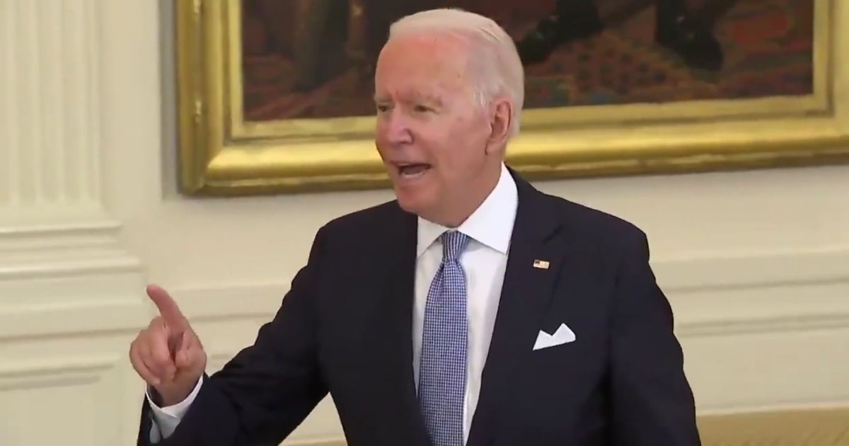 President Joe Biden responds to a question from Fox News White House correspondent Peter Doocy during a media briefing on Thursday.