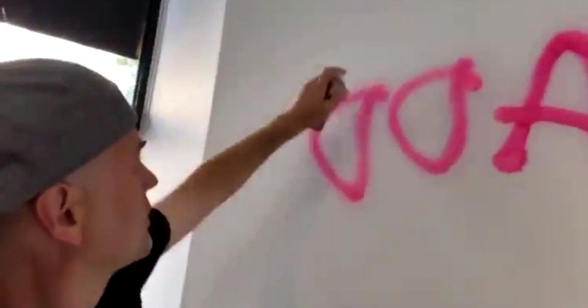Activist and filmmaker Rod Webber vandalizes a New York City art gallery set to host Hunter Biden's work.