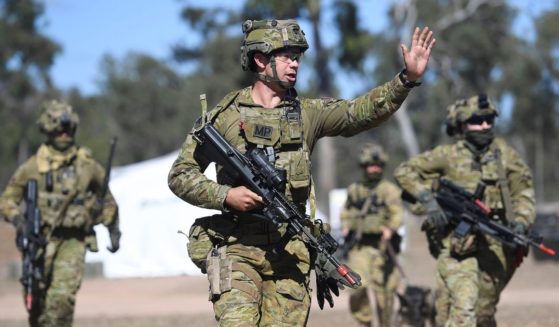 Members of the 1st Military Police Battalion participate in a stability action on Aug. 12, 2020, in Townsville, Australia.