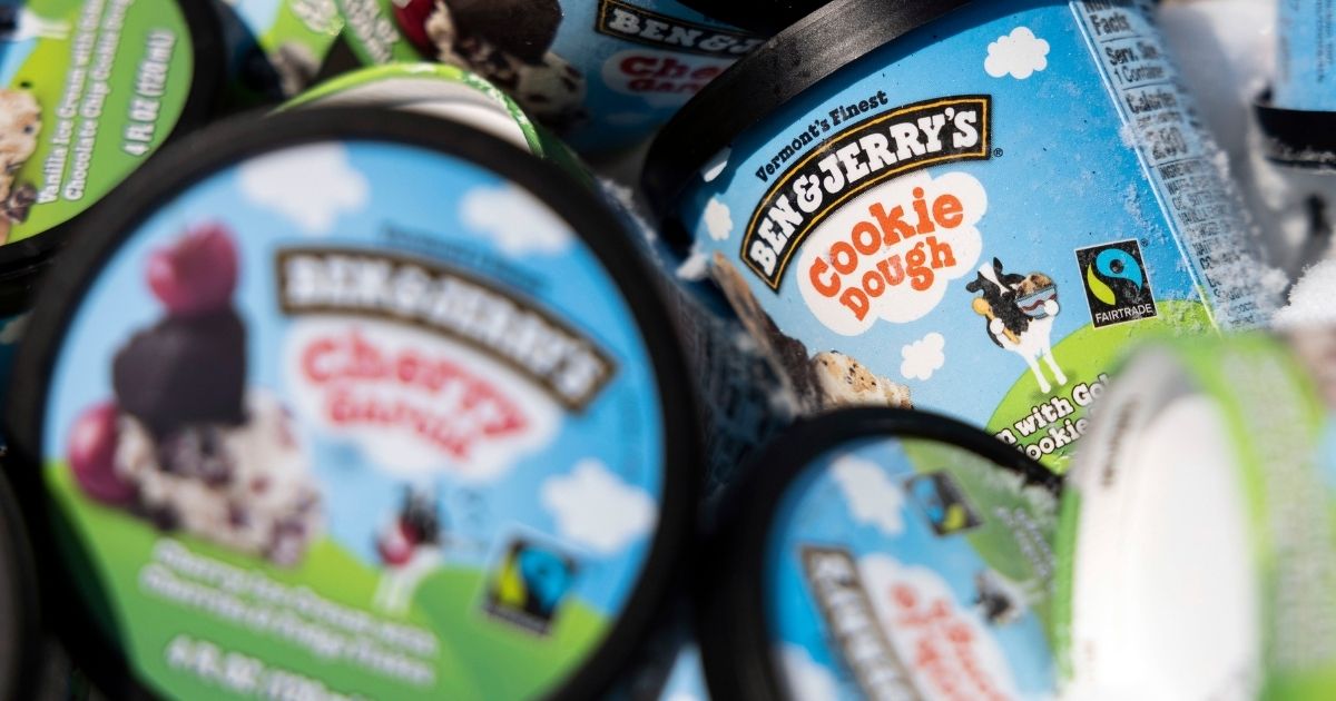 Ben & Jerry's ice cream is stored in a cooler at an event on May 20, 2021, in Washington, D.C.