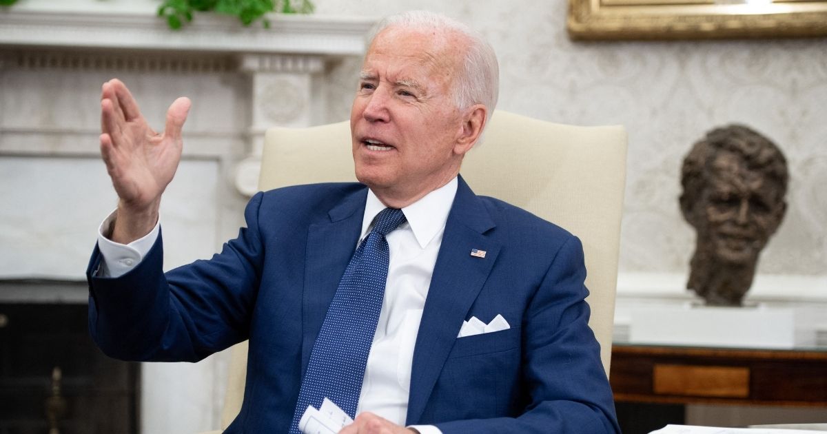 President Joe Biden speaks in the Oval Office of the White House in Washington, D.C., on Monday.