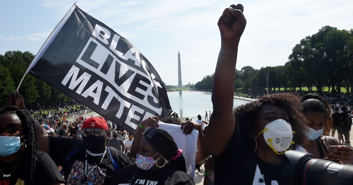Black Lives Matter demonstrators gather at the Lincoln Memorial in Washington for a protest against racism and police brutality on Aug. 28.