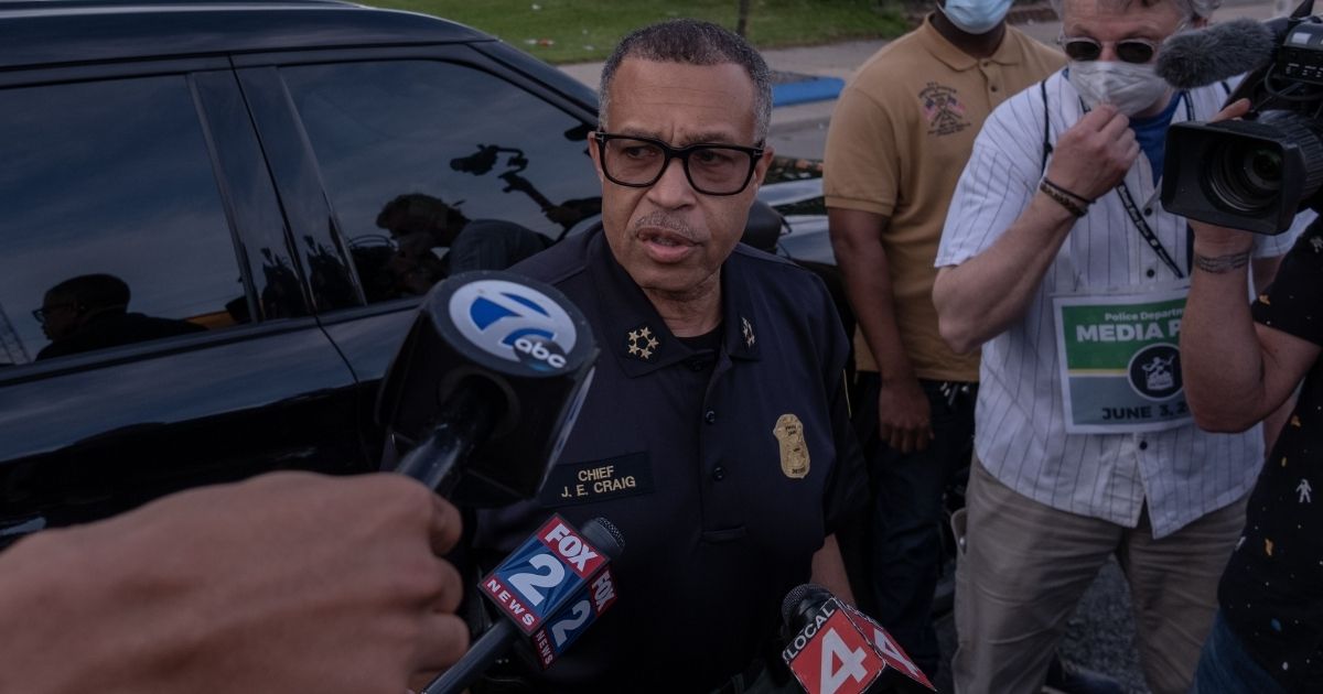 Then-Chief of Detroit Police James Craig speaks with the media about the protests taking place in Detroit on June 3, 2020.