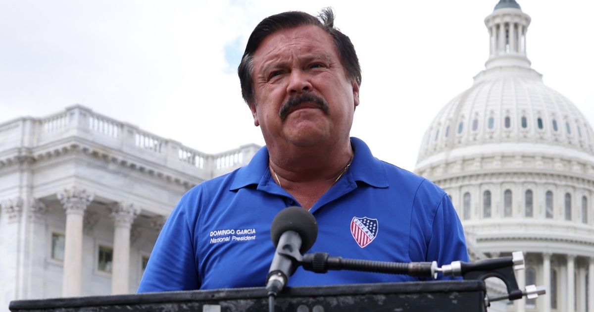 LULAC National President Domingo Garcia speaks during a news conference on Capitol Hill in Washington on July 10, 2020.