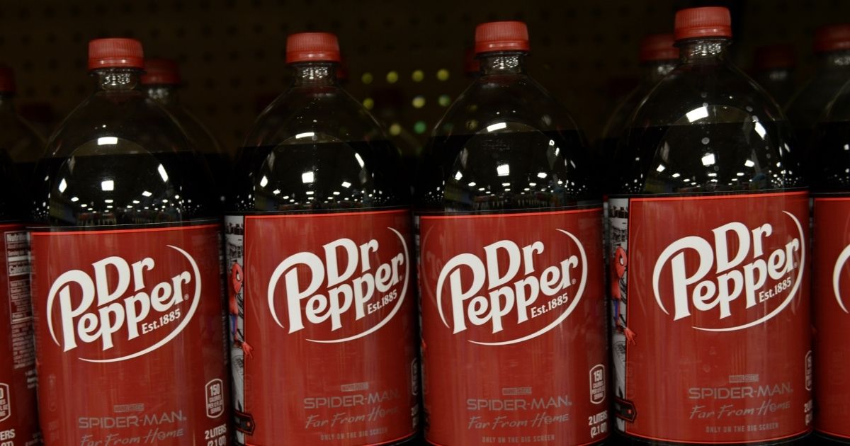 Dr. Pepper bottles are seen in the stock image above.