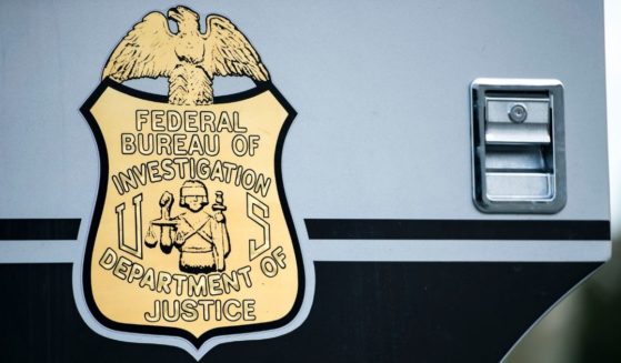 A seal on a door to a Federal Bureau of Investigation mobile command vehicle is seen during an FBI field training exercise at the Landmark Mall on May 2, 2014, in Alexandria, Virginia.