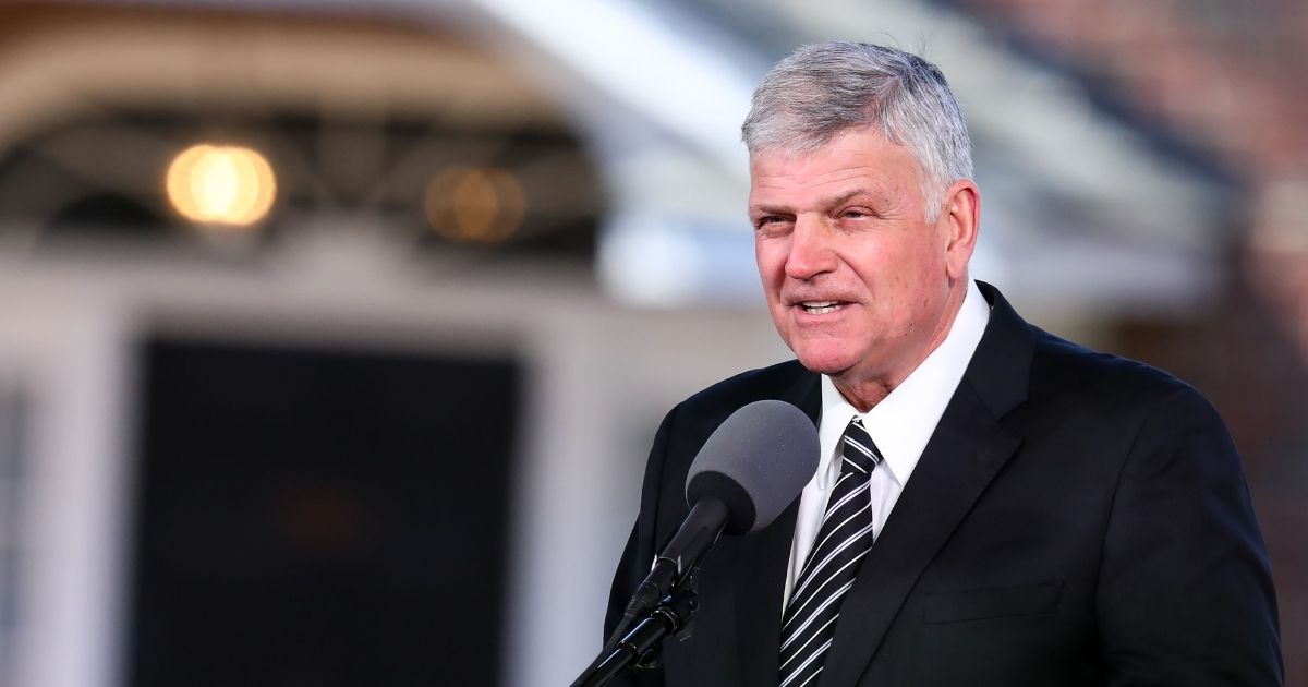 Franklin Graham delivers the eulogy during the funeral of his father, the Rev. Dr. Billy Graham, in Charlotte, North Carolina.