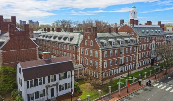 Buildings on the campus of Harvard University in Cambridge, Massachusetts, are pictured above.