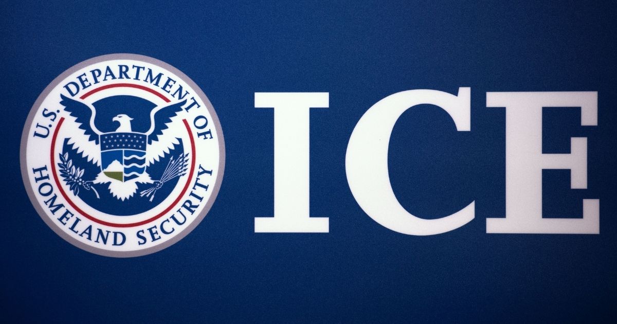 The Immigration and Customs Enforcement seal is seen on July 22, 2014, at ICE headquarters in Washington, D.C.