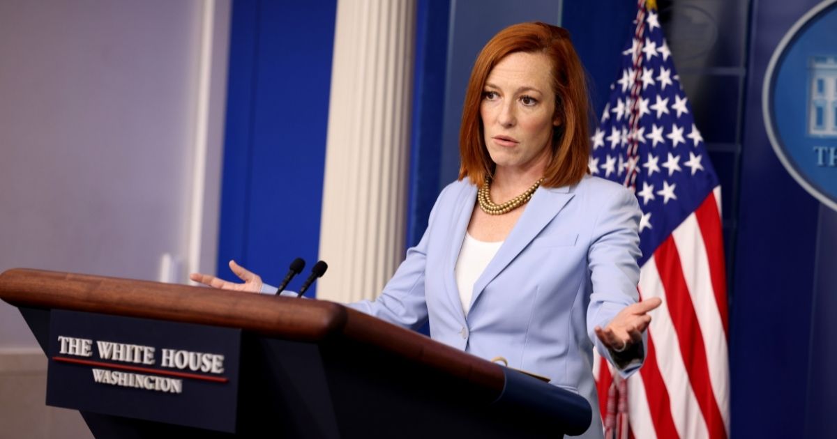 White House Press Secretary Jen Psaki gestures during a daily press briefing at the James Brady Press Briefing Room of the White House on May 21 in Washington, D.C.