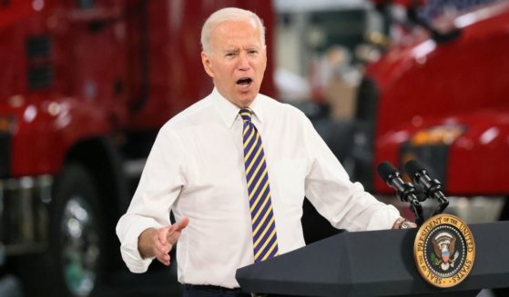 President Joe Biden speaks at Mack Truck Lehigh Valley Operations on Wednesday in Macungie, Pennsylvania.