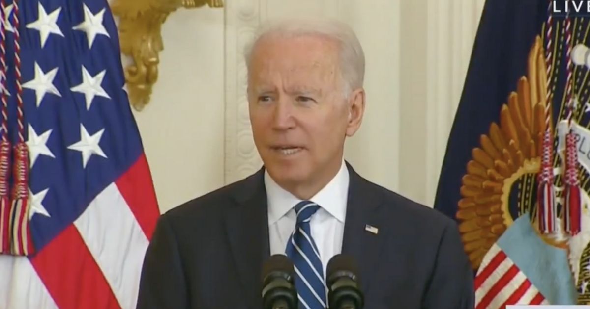 President Joe Biden stumbles through a speech to new American citizens at the White House on Friday.