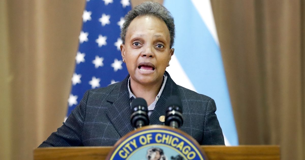 Chicago Mayor Lori E. Lightfoot speaks during a news conference at the city's William H. Brown Elementary School on Feb. 11.