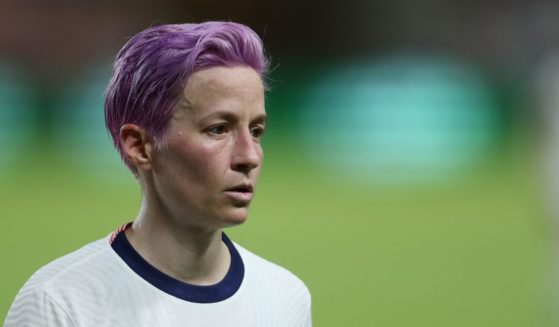 Megan Rapinoe of the United States looks on during the Summer Series game between United States and Portugal at BBVA Stadium on June 10, 2021, in Houston.