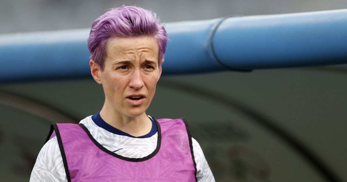 Megan Rapinoe #15 of Team United States looks on prior to the Women's First Round Group G match between Sweden and United States during the Tokyo 2020 Olympic Games at Tokyo Stadium on Tuesday in Chofu, Tokyo, Japan.
