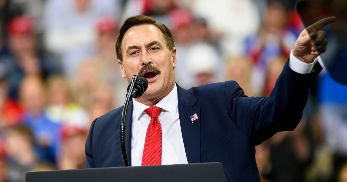 Mike Lindell, CEO of MyPillow, speaks during a campaign rally held by then-President Donald Trump at the Target Center on Oct. 10, 2019, in Minneapolis.